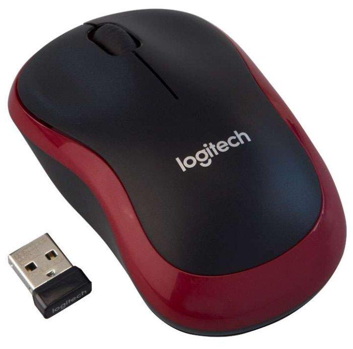 Беспроводная мышь Logitech Wireless Mouse M185 Black-Red USB