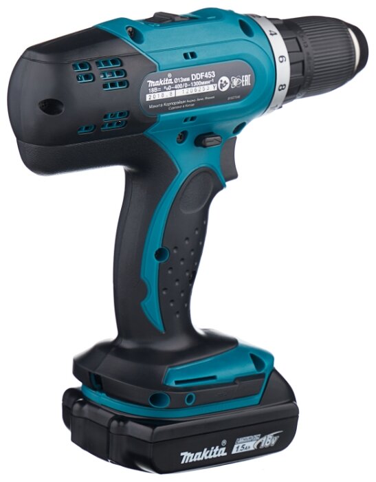 Аккумуляторная дрель-шуруповерт Makita DDF453SYE Li-Ion 1.5 А·ч 18 В х2 кейс 42 Н·м