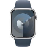 Смарт часы Apple Watch Series 9 GPS 45mm Silver Aluminium Case with Storm Blue Sport Band - M/L (MR9E3QR/A)