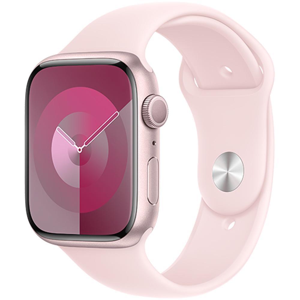 Смарт часы Apple Watch Series 9 GPS 45mm Pink Aluminium Case with Light Pink Sport Band - S/M (MR9G3QR/A), розовые