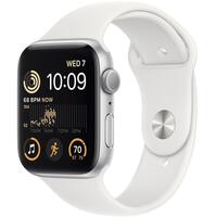 Смарт часы Apple Watch SE 2022 GPS, 44mm Silver Aluminium Case with White Sport Band - Regular (MNK23GK/A)