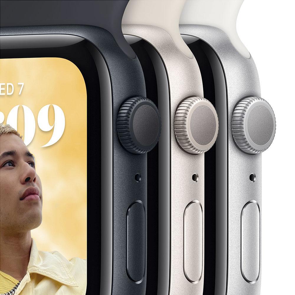 Смарт часы Apple Watch SE 2022 GPS, 44mm Silver Aluminium Case with White Sport Band - Regular (MNK23GK/A)