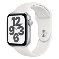 Смарт часы Apple Watch SE, 44mm Silver Aluminium Case with White Sport Band (MYDQ2GK/A)