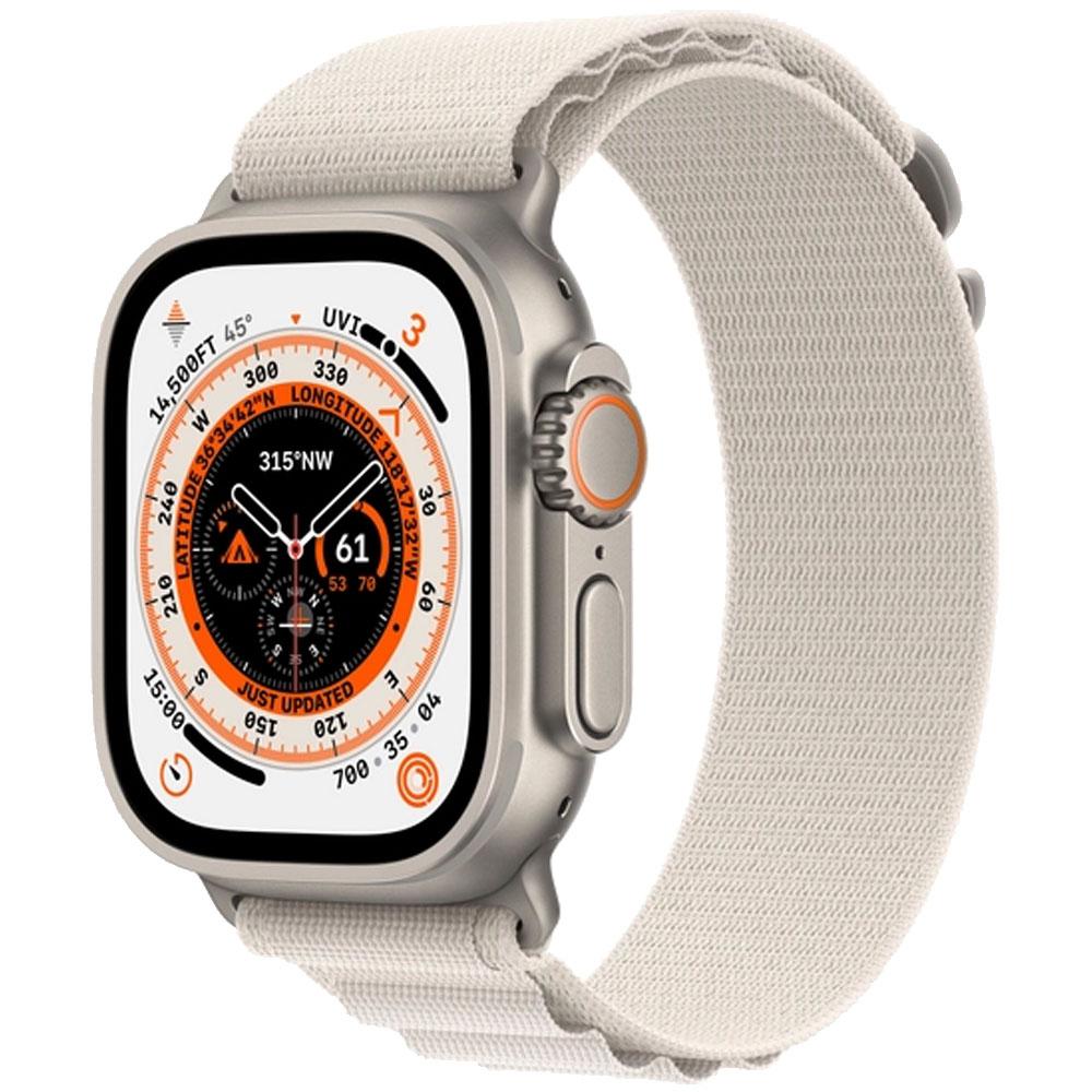 Смарт часы Apple Watch Ultra GPS + Cellular, 49mm Titanium Case with Starlight Alpine Loop - Small (MQFQ3GK/A)