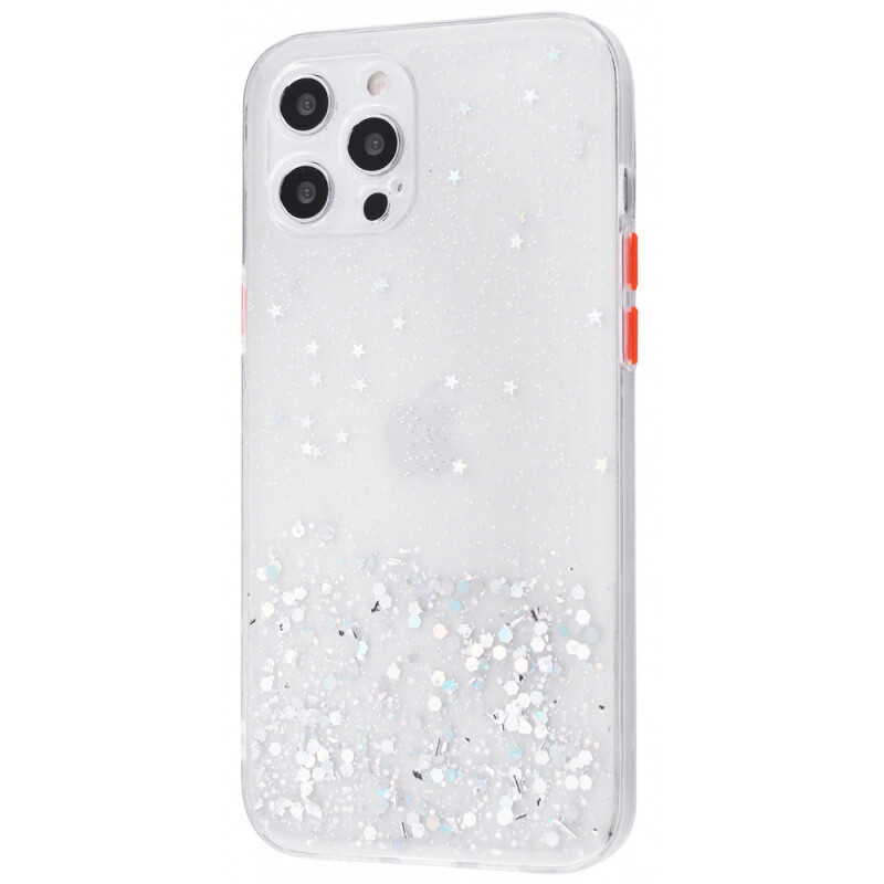 Чехол для телефона A-Case Iphone 12 Mini с блестками белый