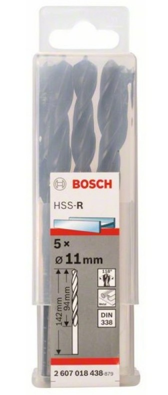 Сверло по металлу Bosch HSS-R 11х94мм 2607018438, 5 шт.