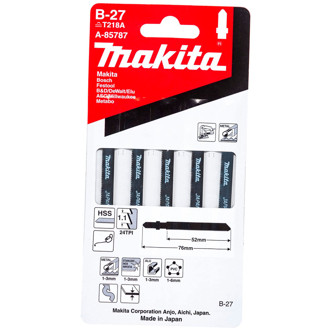 Полотно для лобзиков Makita В27 A-85787, 5 шт. в упаковке