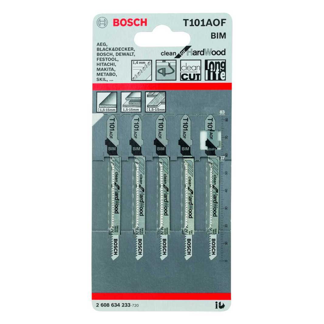 Набор пилок для лобзика Bosch T101AOF 2608634233, 5 шт. в упаковке