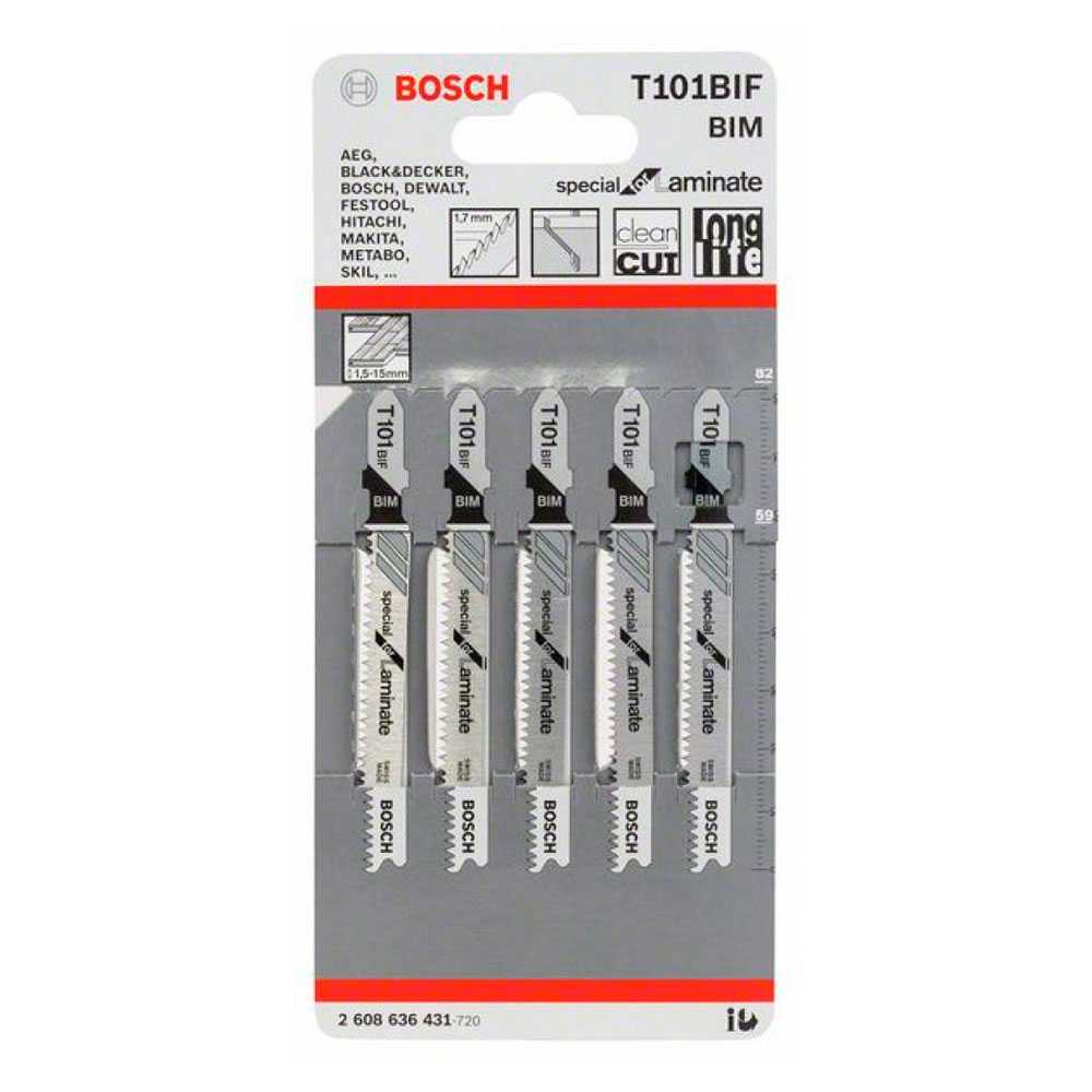 Набор полотен для лобзика Bosch T101 BIF 2608636431, 5 шт. в упаковке