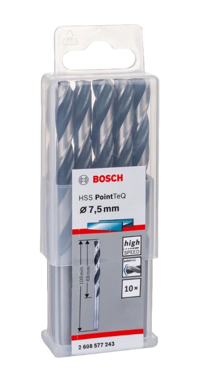 Сверло по металлу Bosch PointTeQ 7.5 мм 2608577243, 10 шт.