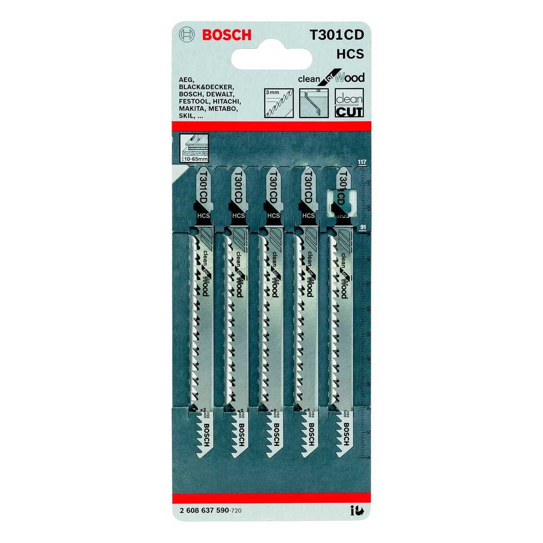 Набор полотен для лобзика Bosch T301CDB 2608637590, 5 шт. в упаковке