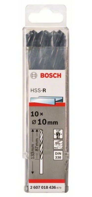 Сверло по металлу Bosch HSS-R 10х87 2607018436, 10 шт.