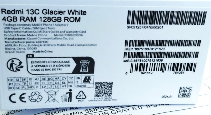 Смартфон Xiaomi Redmi 13C 4GB/128GB Glacier White