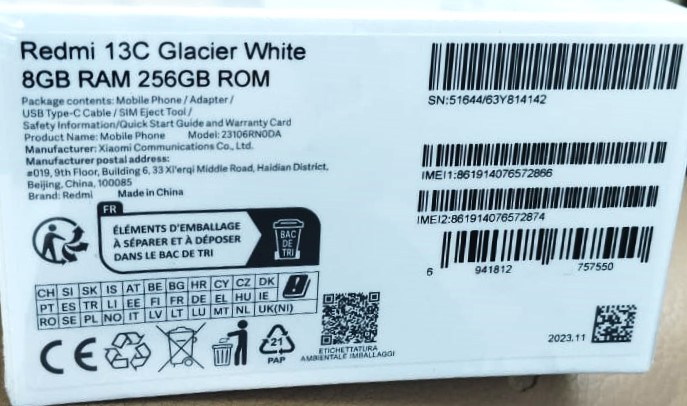 Смартфон Xiaomi Redmi 13C 8/256GB Glacier White, белый