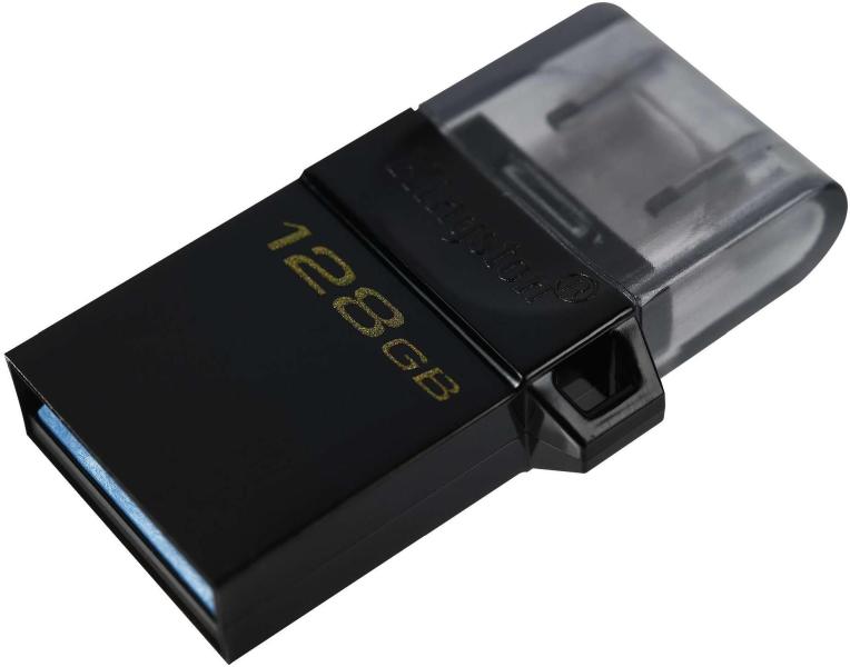 Kingston OTG DTDUO3G2 USB Flash картасы, 128Gb, қара түсті