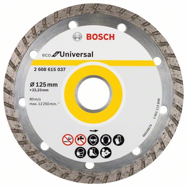 Диск отрезной алмазный Bosch 2608615037, ECO Universal Turbo, 125x22.23 мм