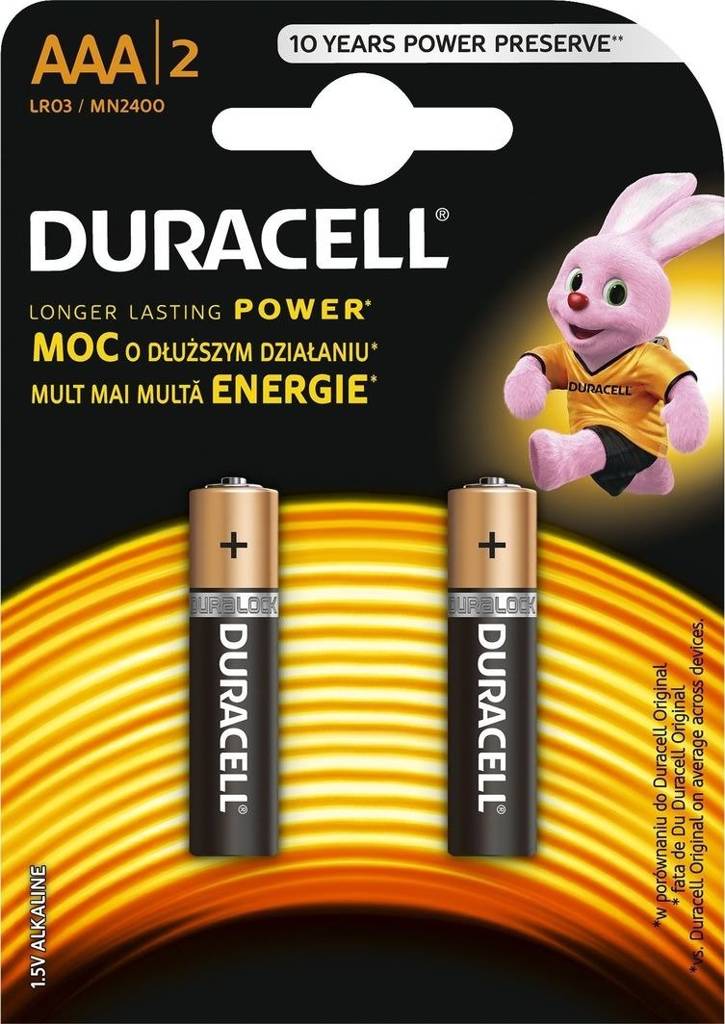 Батарейки Duracell Basic AAA/LR03, 2 шт