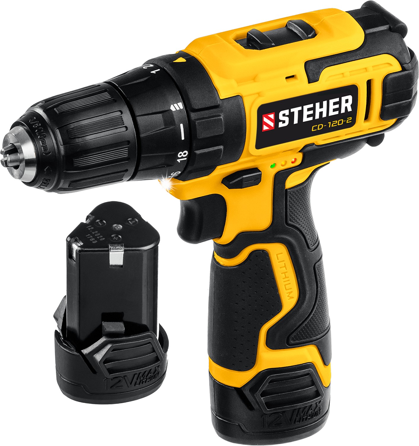 Дрель-шуруповерт Steher CD-120-2, 2 АКБ 2 Ач, в кейсе