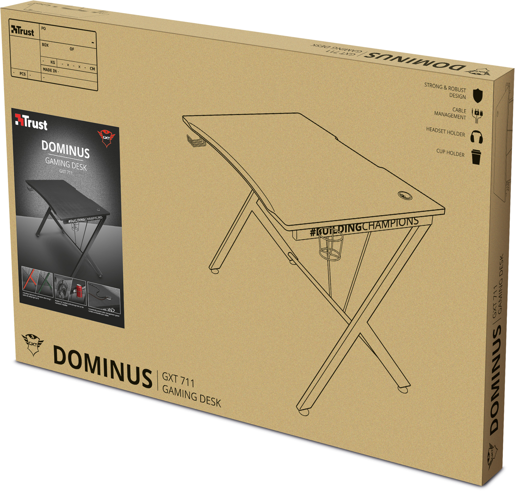 Игровой компьютерный стол Trust  GXT 711 DOMINUS Black