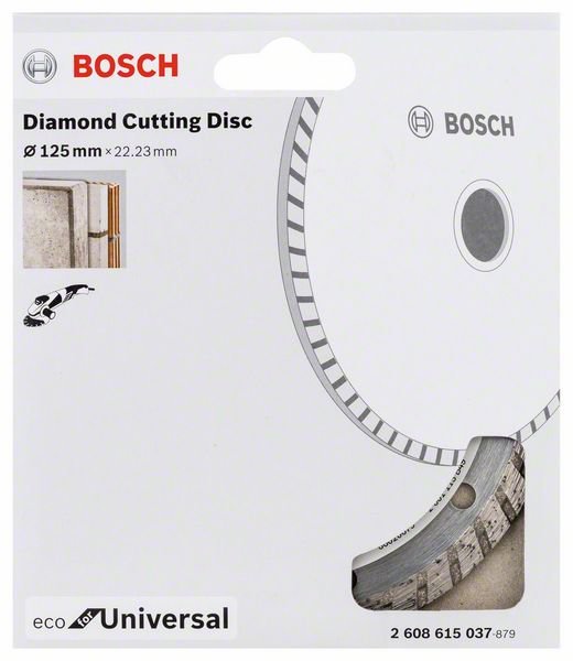 Диск отрезной алмазный Bosch 2608615037, ECO Universal Turbo, 125x22.23 мм