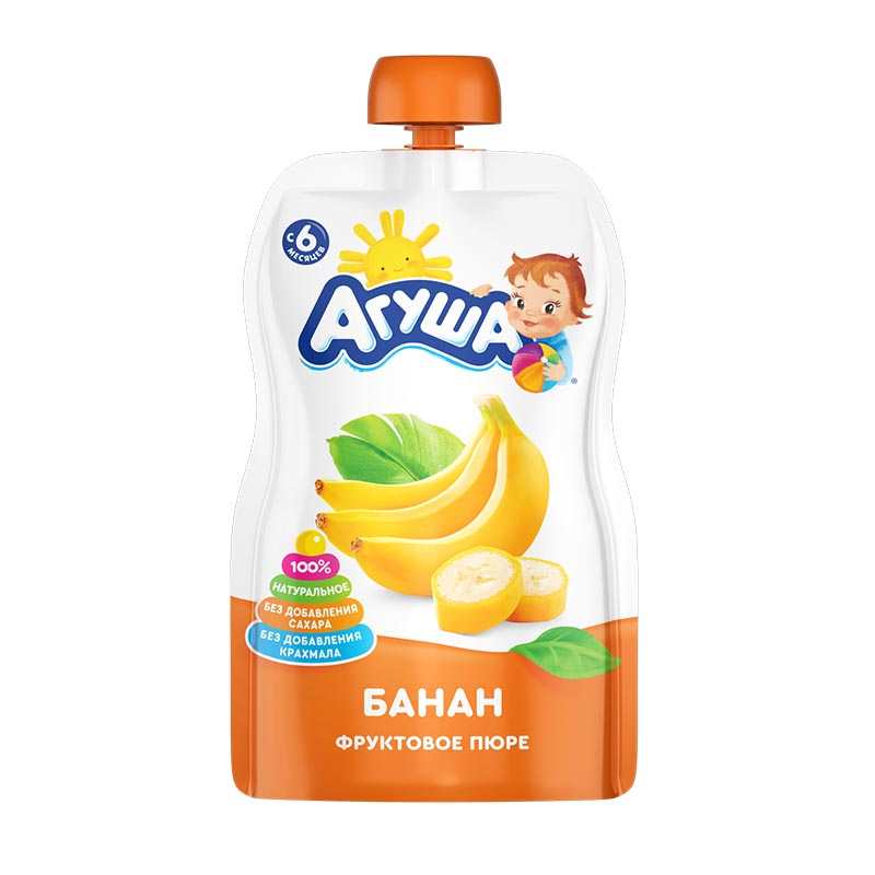 Фруктовое пюре Агуша банан, 90 г
