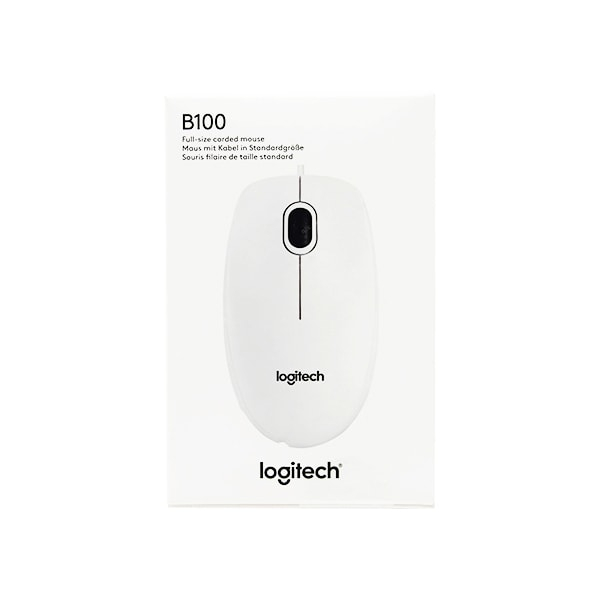 Мышь Logitech B100, белая , USB